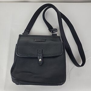 VTG Fossil Genuine Leather Pebbled Black Crossbody Saddle Bag Purse Y2K 90s